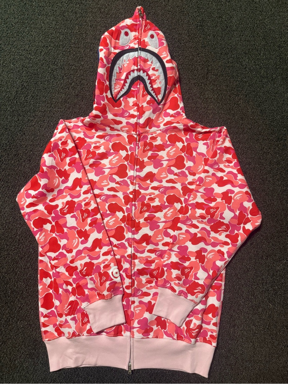 Pink Red Camo Shark Zip Hoodie